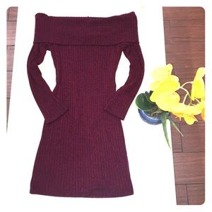 Burgundy Knit Mini Dress